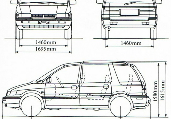 Mitsubishi Space Wagon (Мицубиси Спейс Универсал) - чертежи (рисунки) автомобиля